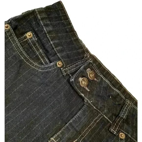 Bongo Vintage Pinstripe Denim Pencil  Mini Skirt Size 5 - Picture 10 of 14